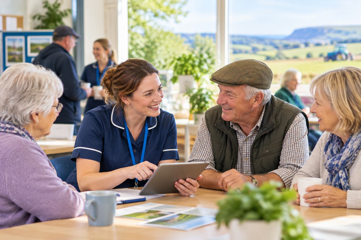 Patient reading useful health information