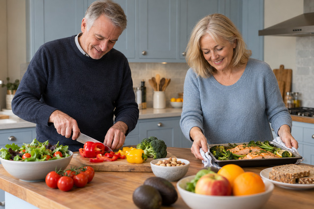 Couple preparing health food in the kitchen